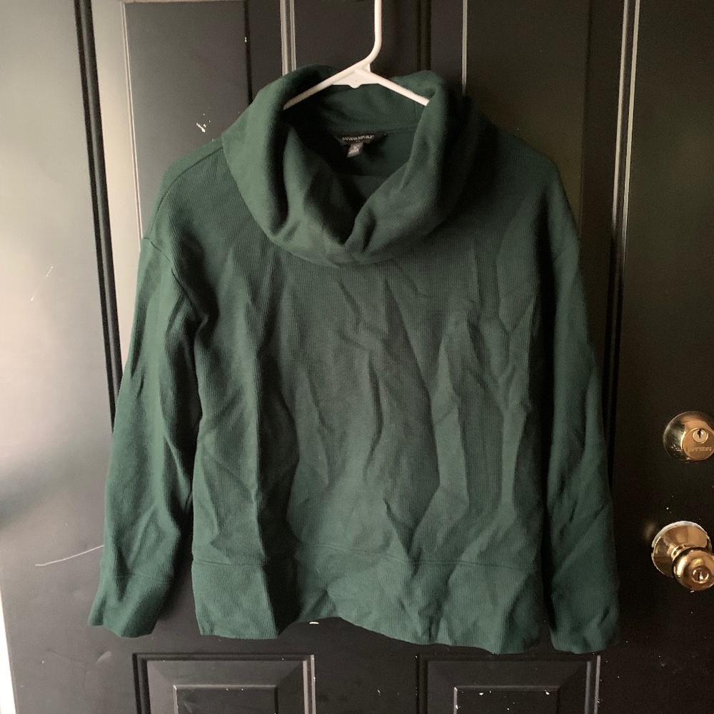 Banana Republic Dark Green Small Petite Cowlneck Sweater